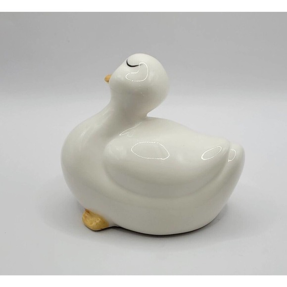 Vintage Artistic Gifts White Ceramic Sleepy Duck 4" Figurine Spring Easter Decor - Picture 2 of 8